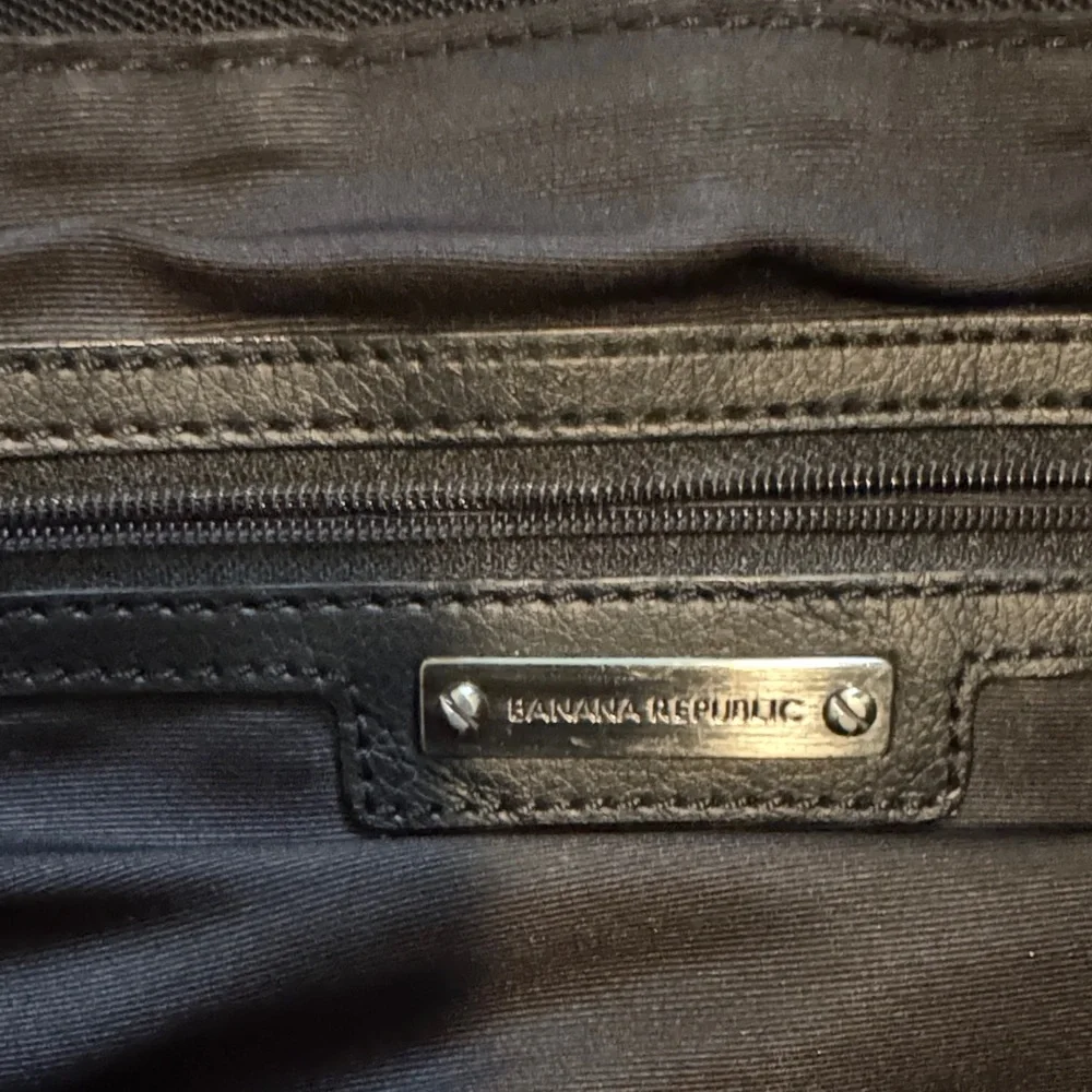 Banana Republic Black Messenger Bag with Buckle Accents
